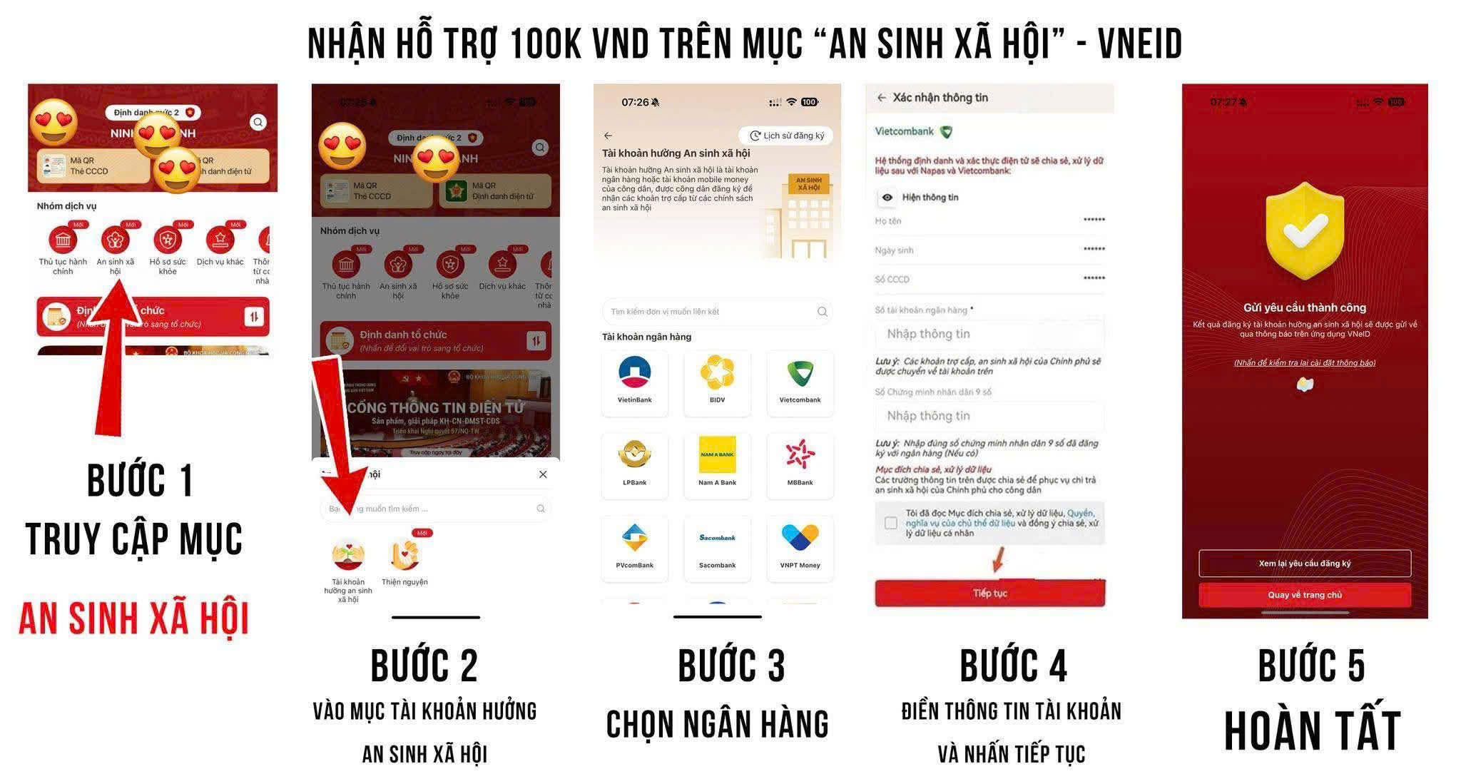 Hướng Dẫn Nhận Hỗ Trợ 100.000 VNĐ Trên Ứng Dụng VNeID – Mục “An Sinh Xã Hội”